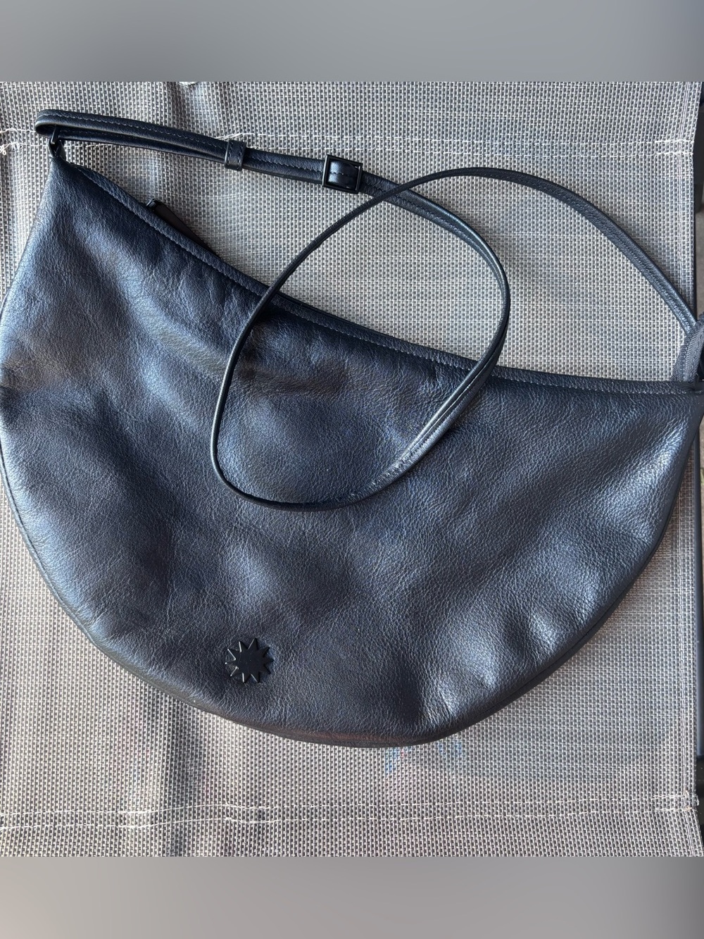 House of Harlow Classic Black Leather Crescent Shoulder Bag